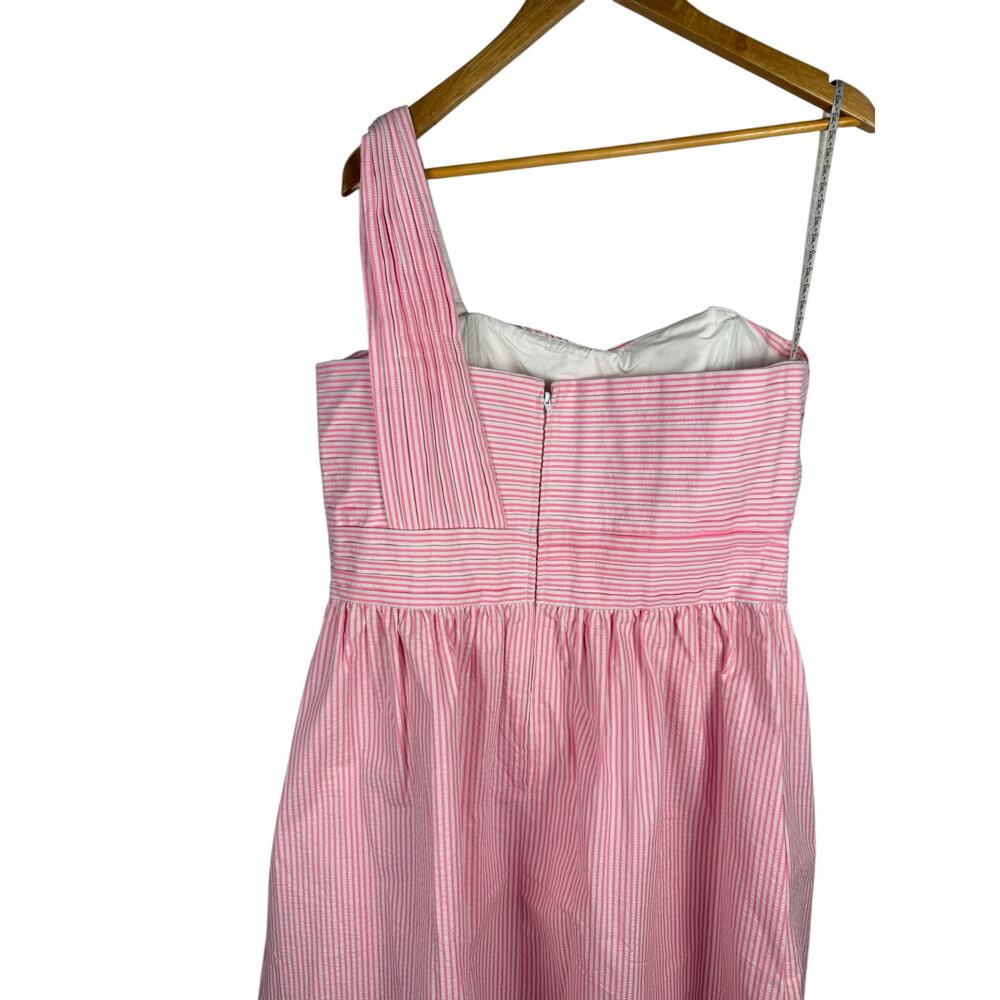 Lilly Pulitzer Plus Addison Dress in Pink Tropics Seersucker Fit & Flare Size 14 - Picture 11 of 13